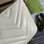 Gucci Women GG Marmont Shoulder Bag White Matelassé Chevron Leather Double G – Image 8
