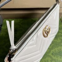Gucci Women GG Marmont Shoulder Bag White Matelassé Chevron Leather Double G (5)