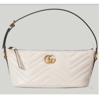 Gucci Women GG Marmont Shoulder Bag White Matelassé Chevron Leather Double G (5)