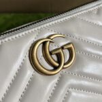 Gucci Women GG Marmont Shoulder Bag White Matelassé Chevron Leather Double G – Image 7