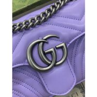 Gucci Women GG Marmont Small Shoulder Bag Lilac Matelassé Chevron Heart Double G (1)