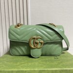 Gucci Women GG Marmont Small Shoulder Bag Sage Green Matelassé Chevron Heart - Bild 3