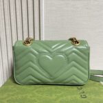 Gucci Women GG Marmont Small Shoulder Bag Sage Green Matelassé Chevron Heart - Bild 6