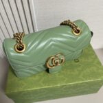 Gucci Women GG Marmont Small Shoulder Bag Sage Green Matelassé Chevron Heart - Bild 5