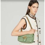 Gucci Women GG Marmont Small Shoulder Bag Sage Green Matelassé Chevron Heart - Bild 14