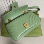 Gucci Women GG Marmont Small Shoulder Bag Sage Green Matelassé Chevron Heart - Bild 9