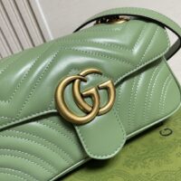 Gucci Women GG Marmont Small Shoulder Bag Sage Green Matelassé Chevron Heart (1)