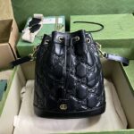 Gucci Women GG Matelassé Bucket Bag Black Leather Double G - Bild 2