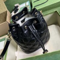Gucci Women GG Matelassé Bucket Bag Black Leather Double G (10)
