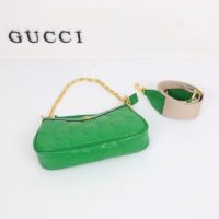 Gucci Women GG Matelassé Handbag Green GG Matelassé Leather Double G (7)