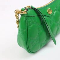 Gucci Women GG Matelassé Handbag Green GG Matelassé Leather Double G (7)
