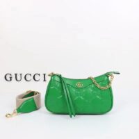 Gucci Women GG Matelassé Handbag Green GG Matelassé Leather Double G (7)