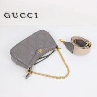Gucci Women GG Matelassé Handbag Grey GG Matelassé Leather Double G (1)