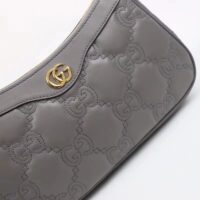 Gucci Women GG Matelassé Handbag Grey GG Matelassé Leather Double G (1)