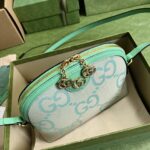 Gucci Women GG Ophidia Jumbo GG Small Shoulder Bag Camel Mint Leather - Image 4
