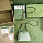 Gucci Women GG Ophidia Jumbo GG Small Shoulder Bag Camel Mint Leather - Image 7