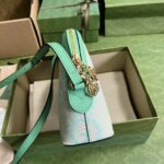 Gucci Women GG Ophidia Jumbo GG Small Shoulder Bag Camel Mint Leather - Image 6