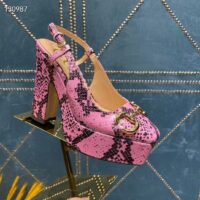 Gucci Women GG Python Print Hight Heel Pump Horsebit Leather Sole 12 Cm Heel (3)