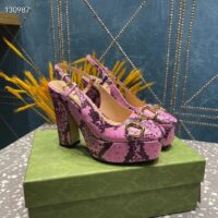 Gucci Women GG Python Print Hight Heel Pump Horsebit Leather Sole 12 Cm Heel (3)