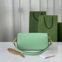 Gucci Women Horsebit 1955 Small Shoulder Bag Light Green Leather (8)