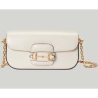 Gucci Women Horsebit 1955 Small Shoulder Bag White Leather (1)