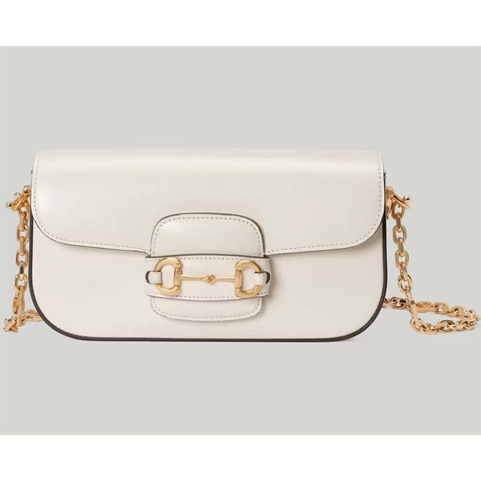 Gucci Women Horsebit 1955 Small Shoulder Bag White Leather