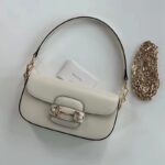 Gucci Women Horsebit 1955 Small Shoulder Bag White Leather – Image 3