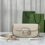 Gucci Women Horsebit 1955 Small Shoulder Bag White Leather – Image 4