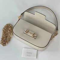 Gucci Women Horsebit 1955 Small Shoulder Bag White Leather (1)