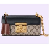 Gucci Women Padlock Mini Shoulder Bag Beige Ebony GG Supreme Canvas (2)