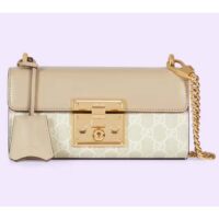 Gucci Women Padlock Mini Shoulder Bag Beige White GG Supreme Canvas (1)