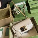 Gucci Women Padlock Mini Shoulder Bag Beige White GG Supreme Canvas - Image 3