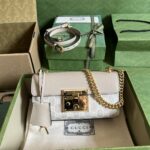 Gucci Women Padlock Mini Shoulder Bag Beige White GG Supreme Canvas - Image 2