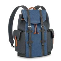Louis Vuitton LV Unisex Christopher MM Backpack Denim Blue Navy Taurillon Leather