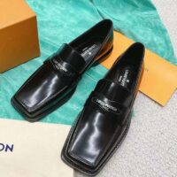 Louis Vuitton LV Unisex Connelly Flat Loafer Black Glazed Calf Leather Outsole (4)