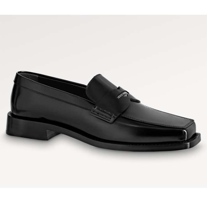 Louis Vuitton LV Unisex Connelly Flat Loafer Black Glazed Calf Leather Outsole