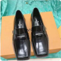 Louis Vuitton LV Unisex Connelly Flat Loafer Black Glazed Calf Leather Outsole (4)