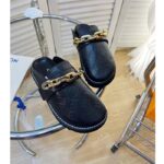 Louis Vuitton LV Unisex Cosy Flat Comfort Clog Black Monogram-Embossed Calf Leather – Image 5