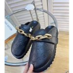 Louis Vuitton LV Unisex Cosy Flat Comfort Clog Black Monogram-Embossed Calf Leather – Image 7