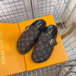Louis Vuitton LV Unisex Cosy Flat Comfort Clog Cacao Brown Patent Monogram Canvas - Image 3
