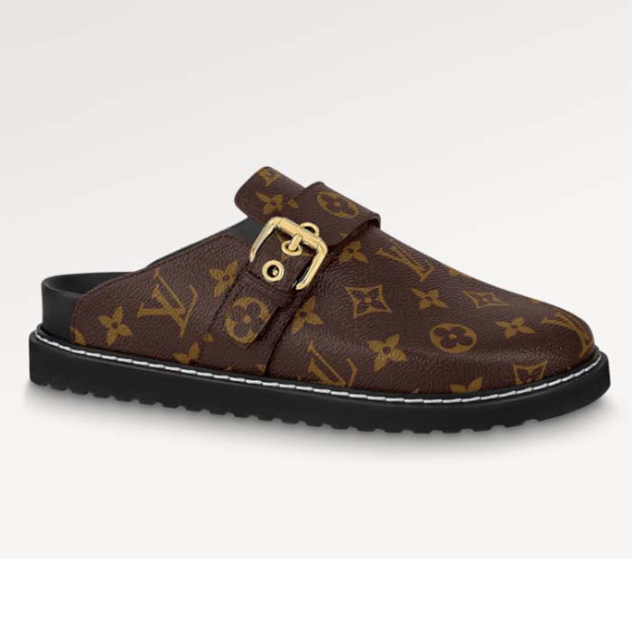 Louis Vuitton LV Unisex Cosy Flat Comfort Clog Cacao Brown Patent Monogram Canvas