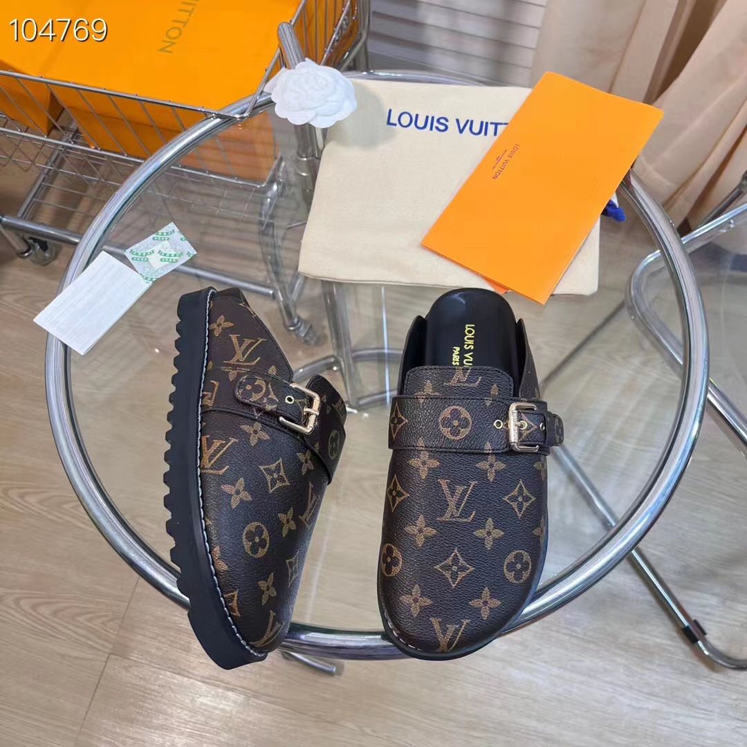Louis Vuitton 1AAW6K LV Cosy Flat Comfort Clog , Brown, 35