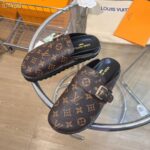 Louis Vuitton LV Unisex Cosy Flat Comfort Clog Cacao Brown Patent Monogram Canvas - Image 5