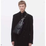 Louis Vuitton LV Unisex Duo Sling Bag Black Monogram Coated Canvas Taiga Cowhide Leather - Image 12