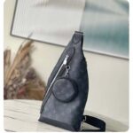 Louis Vuitton LV Unisex Duo Sling Bag Black Monogram Coated Canvas Taiga Cowhide Leather - Image 2