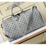 Louis Vuitton LV Unisex Keepall Bandoulière 50 Bag Anthracite Gray Monogram Shadow Calf Leather – Image 2