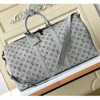 Louis Vuitton LV Unisex Keepall Bandoulière 50 Bag Anthracite Gray Monogram Shadow Calf Leather (4)