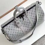 Louis Vuitton LV Unisex Keepall Bandoulière 50 Bag Anthracite Gray Monogram Shadow Calf Leather – Image 4