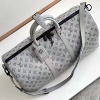 Louis Vuitton LV Unisex Keepall Bandoulière 50 Bag Anthracite Gray Monogram Shadow Calf Leather (4)