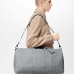 Louis Vuitton LV Unisex Keepall Bandoulière 50 Bag Anthracite Gray Monogram Shadow Calf Leather – Image 14